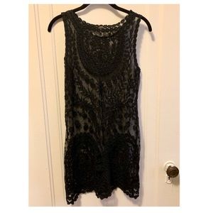 Free People Sheer Embroidered Mini Dress